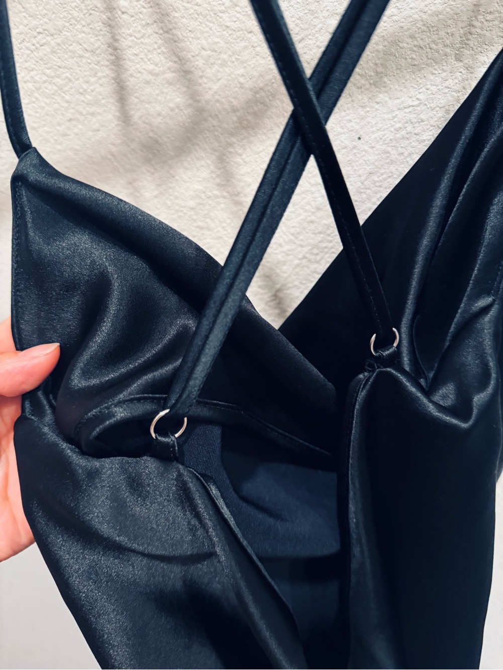 Black Satin Backless Halter Dress - Picture 4 of 6